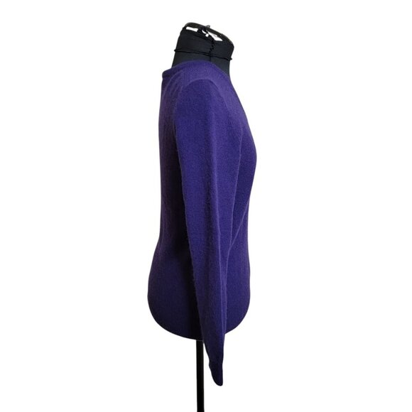 Only Mine 2-Ply Cashmere V-Neck Sweater – Size MP (Petite Medium) | Jewel Purple - Picture 4 of 8